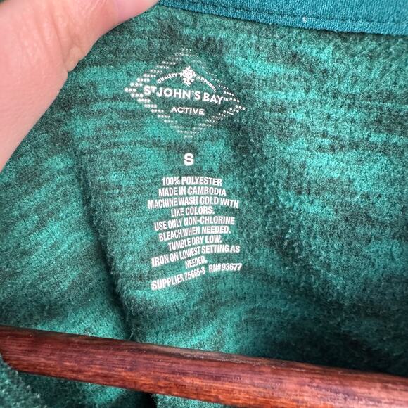 St. John’s Bay Active Fleece Top Size S Green V-Neck Long Sleeve Soft Polyester - Picture 5 of 9